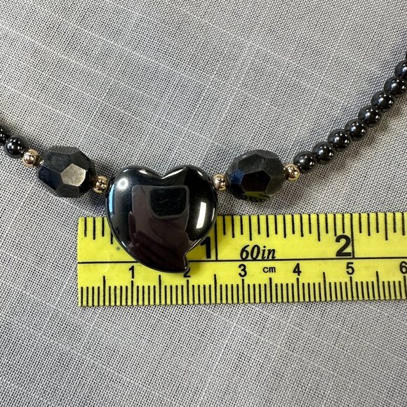 Vintage Hematite Heart Beaded Necklace - Picture 13 of 13